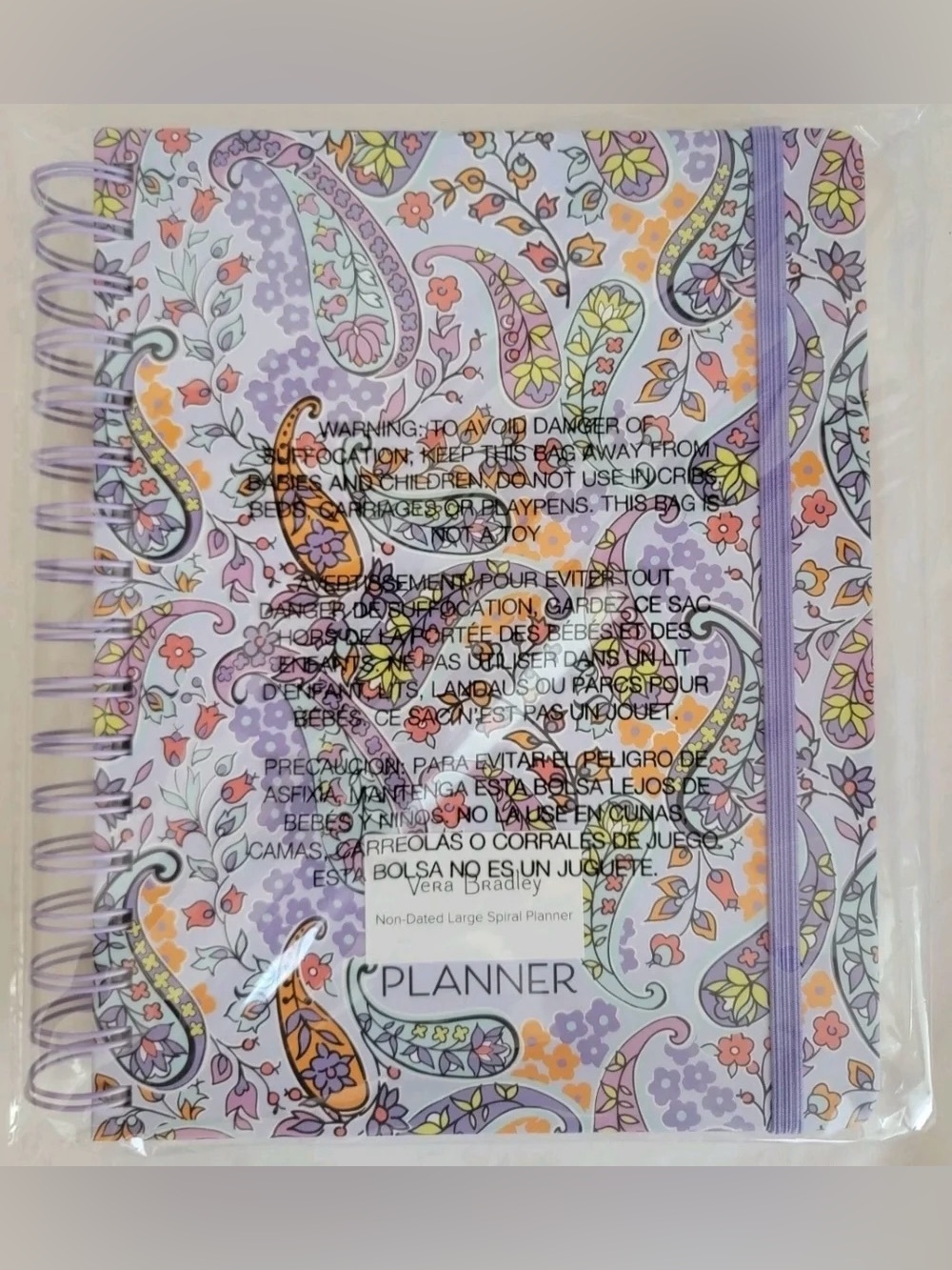 VERA BRADLEY Non-Dated Large Spiral Planner Maddalena Paisley Soft